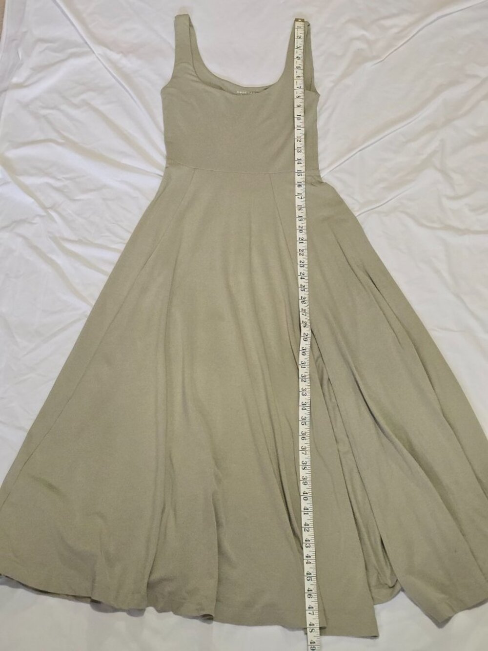 American Eagle Scoop Neck Midi Dress in Olive (Small) - Summer Dress - Picture 2 of 10